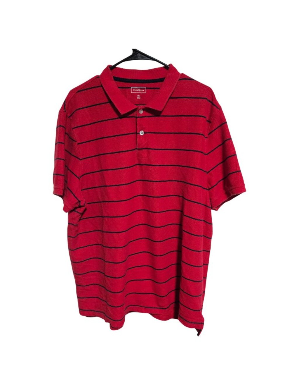 Club Room Polo Shirt Mens Size XXL Red Blue Striped Cotton Blend Casual Top